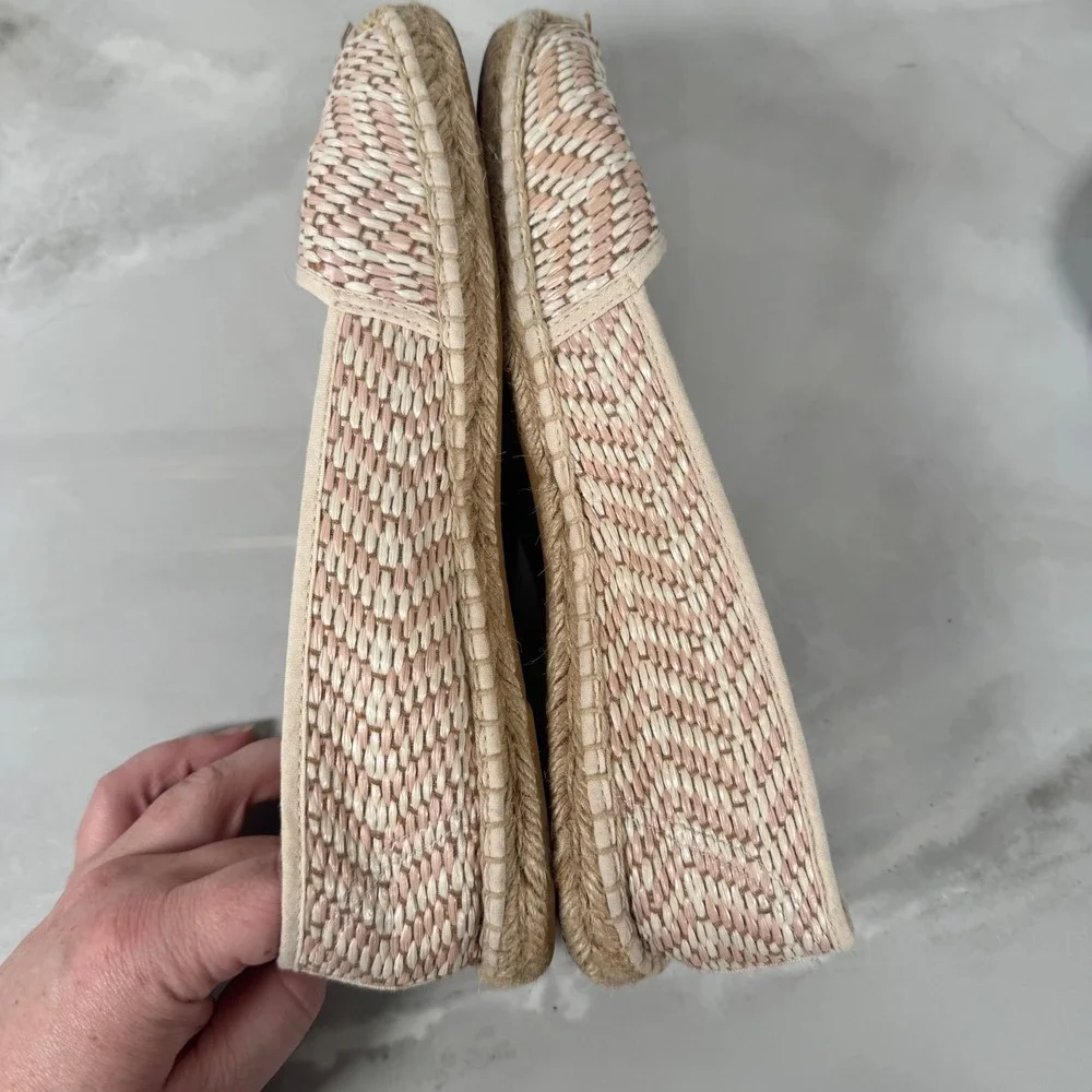 Soludos Woven Espadrilles Slip On Flats Pale Pink White‎ Resort Cruise Size 41